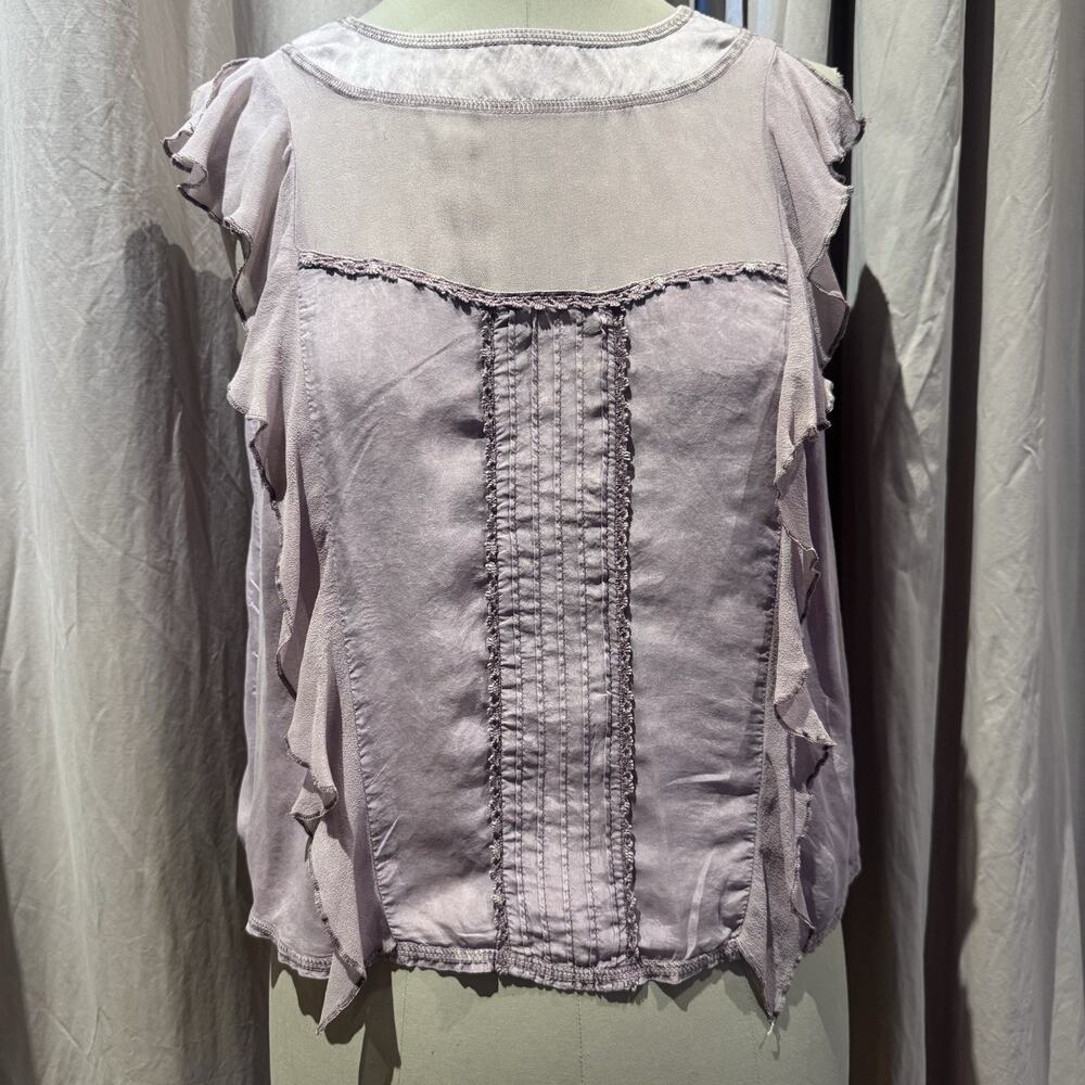 Ann Ferriday Vtg SILK Pintuck Ruffle Blouse M Unworn
